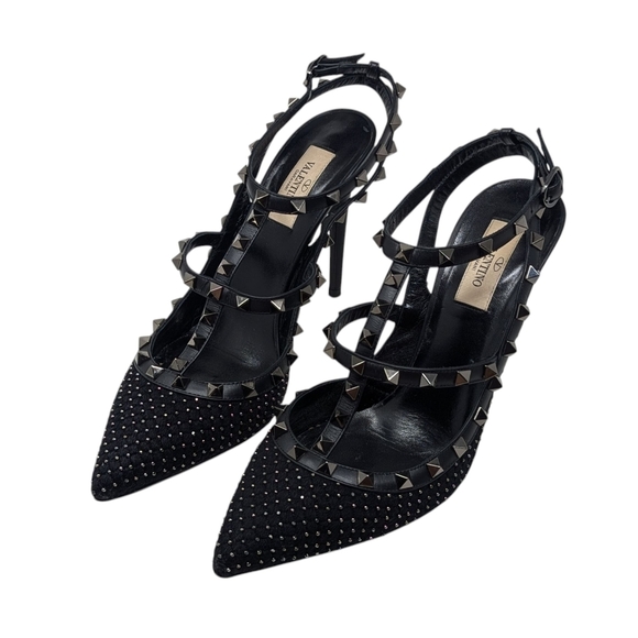 Valentino Garavani Rare Black Rockstud Caged Pointed Studded Heel Size EU 40 - Picture 1 of 10
